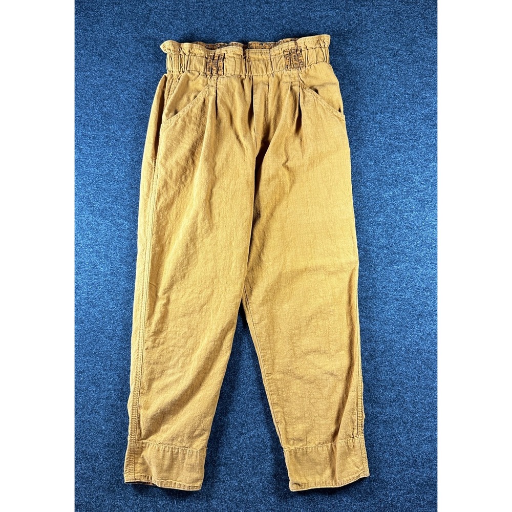Anthropologie Pants Womens XS Petite Khaki High Rise Paperbag Pull On Ankle - Picture 2 of 9